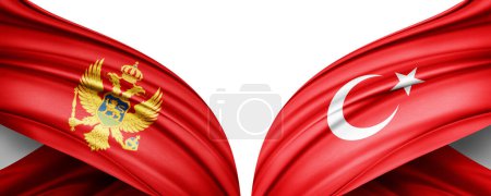 Téléchargez les photos : Illustration 3D. Drapeau Turquie et Monténégro drapeau de soie - en image libre de droit