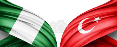 Téléchargez les photos : Illustration 3D. Drapeau Turquie et Nigéria drapeau de soie - en image libre de droit