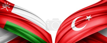 Foto de Banderas de pavo y Omán sobre fondo blanco - Imagen libre de derechos