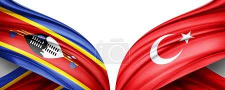 Téléchargez les photos : Illustration 3D. Drapeau Turquie et Swaziland drapeau de soie - en image libre de droit