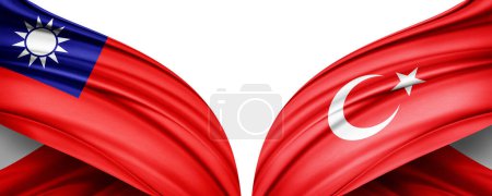 Téléchargez les photos : Illustration 3D. Drapeau Turquie et Taïwan drapeau de soie - en image libre de droit