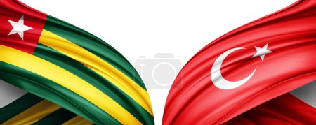 Foto de Ilustración 3D. Bandera de Turquía y Bandera de Togo de seda - Imagen libre de derechos