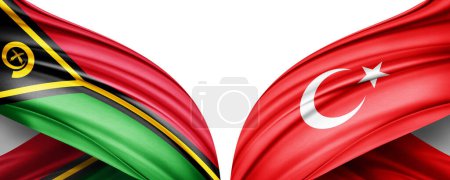 Téléchargez les photos : Illustration 3D. Drapeau de Turquie et drapeau Vanuatu de soie - en image libre de droit