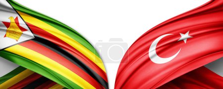 Téléchargez les photos : Illustration 3D. Drapeau de Turquie et drapeau de soie du Zimbabwe - en image libre de droit