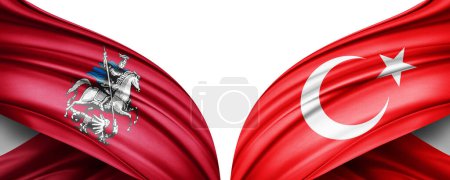 Téléchargez les photos : Illustration 3D. Drapeau Turquie et Moscou, Russie drapeau de soie - en image libre de droit