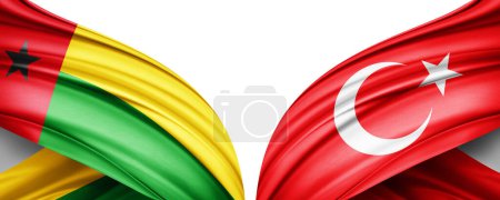 Téléchargez les photos : Illustration 3D. Drapeau Turquie et drapeau Guinée Bissau de soie - en image libre de droit