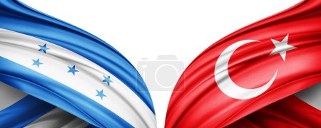 Téléchargez les photos : Illustration 3D. Drapeau Turquie et drapeau Honduras de soie - en image libre de droit