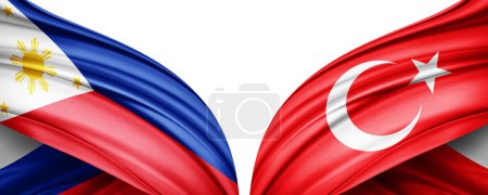 Téléchargez les photos : Illustration 3D. Drapeau Turquie et Philippines drapeau de soie - en image libre de droit