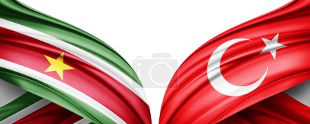 Téléchargez les photos : Illustration 3D. Drapeau Suriname et drapeau Turquie - en image libre de droit