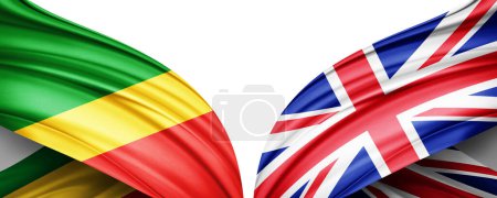 Foto de Congo Bandera de la República y bandera del Reino Unido de seda-3D ilustración - Imagen libre de derechos