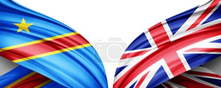 Foto de Bandera de la República Democrática del Congo y bandera del Reino Unido de seda-3D ilustración - Imagen libre de derechos