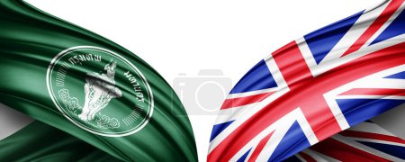 Photo for Flag of Bangkok, Thailand and United Kingdom flag of silk-3D illustration - Royalty Free Image