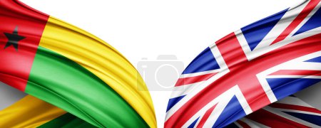Photo for Guinea Bissau flag flag and United Kingdom flag of silk-3D illustration - Royalty Free Image