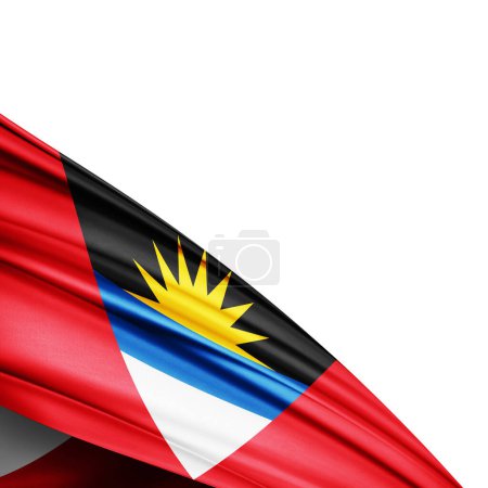 Photo for Antigua  flag of silk on  white background - 3D illustration - Royalty Free Image