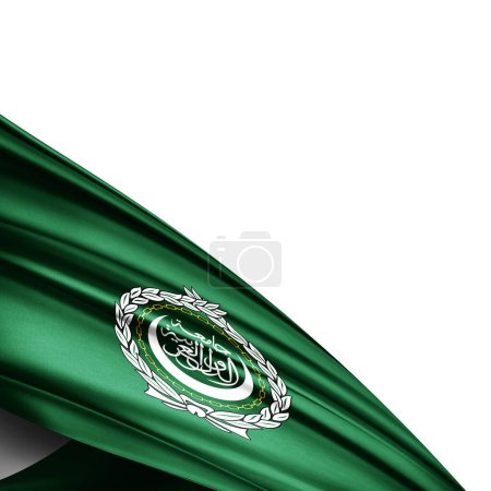 Photo for Arab League  flag of silk on  white background - 3D illustration - Royalty Free Image