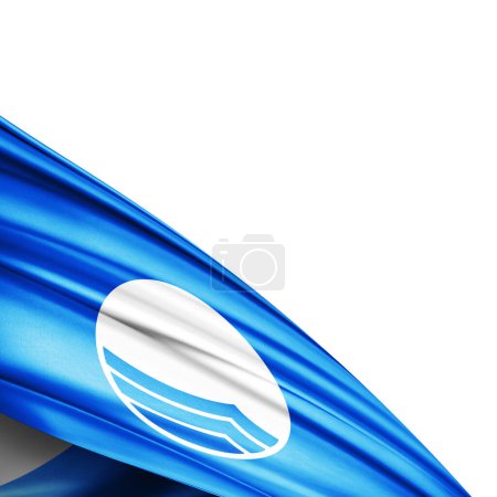Téléchargez les photos : Drapeau bleu de soie sur fond blanc - illustration 3D - en image libre de droit
