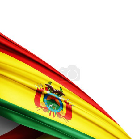 Téléchargez les photos : Drapeau Bolivie de soie sur fond blanc - Illustration 3D - en image libre de droit