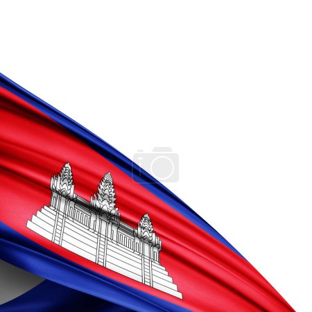 Photo for Cambodia  flag of silk on  white background - 3D illustration - Royalty Free Image
