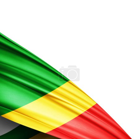 Foto de Congo Bandera de la República de seda sobre fondo blanco - Ilustración 3D - Imagen libre de derechos