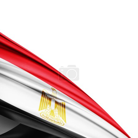 Foto de Bandera de Egipto de seda sobre fondo blanco - Ilustración 3D - Imagen libre de derechos