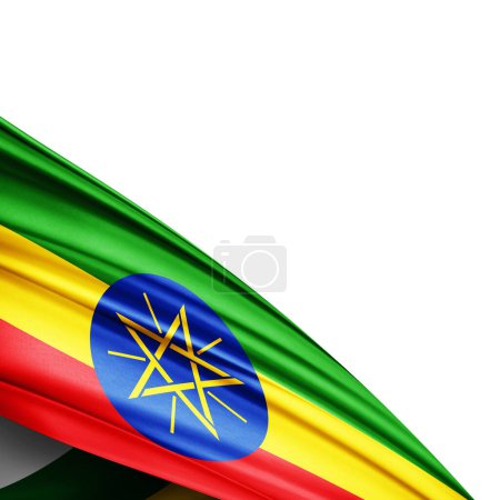 Photo for Ethiopia  flag of silk on  white background - 3D illustration - Royalty Free Image