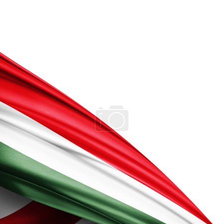 Photo for Hungary flag of silk on  white background - 3D illustration - Royalty Free Image