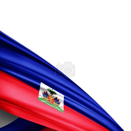 Photo for Haiti flag of silk on  white background - 3D illustration - Royalty Free Image