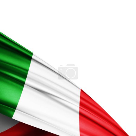 Foto de Bandera de Italia de seda sobre fondo blanco - Ilustración 3D - Imagen libre de derechos