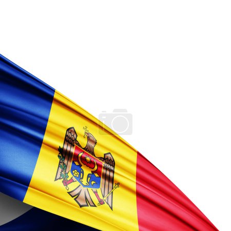 Foto de Moldova Bandera de seda sobre fondo blanco - Ilustración 3D - Imagen libre de derechos
