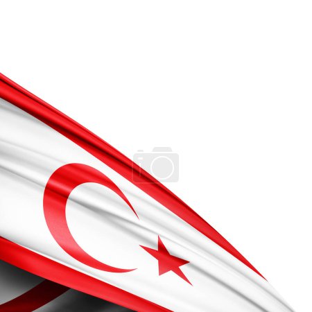 Foto de Bandera de seda del norte de Chipre sobre fondo blanco - Ilustración 3D - Imagen libre de derechos