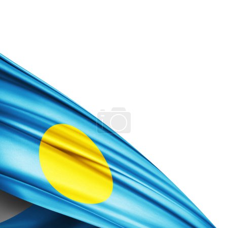 Photo for Palau flag of silk on  white background - 3D illustration - Royalty Free Image