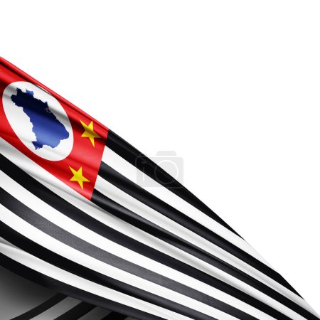 Foto de Bandera de seda de Sao Paulo sobre fondo blanco - Ilustración 3D - Imagen libre de derechos