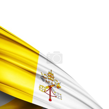 Foto de Bandera de seda de la Ciudad del Vaticano sobre fondo blanco - Ilustración 3D - Imagen libre de derechos