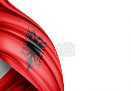 Photo for Albania flag of silk-3D illustration - Royalty Free Image