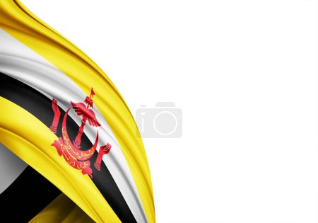 Photo for Brunei flag of silk-3D illustration - Royalty Free Image