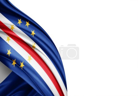 Téléchargez les photos : Cape Verde flag of silk-3D illustration - en image libre de droit