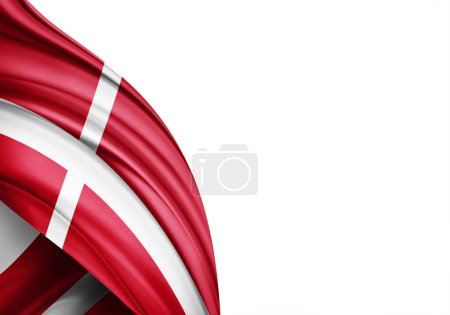 Téléchargez les photos : Denmark flag of silk-3D illustration. - en image libre de droit