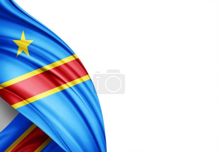 Téléchargez les photos : Democratic Republic of the Congo flag of silk-3D illustration - en image libre de droit