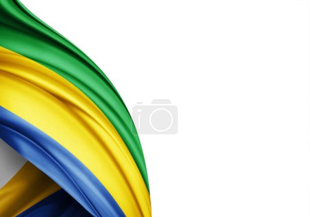 Téléchargez les photos : Gabon flag of silk-3D illustration - en image libre de droit