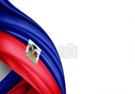Photo for Haiti flag of silk-3D illustration - Royalty Free Image