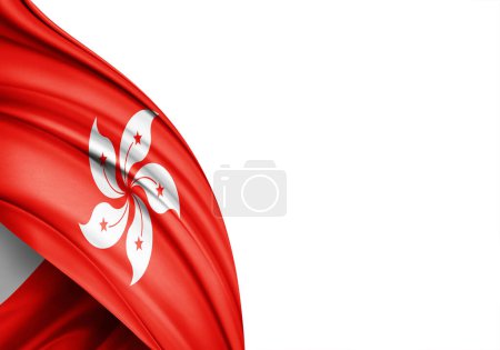 Foto de Bandera de Hong Kong de seda-3D ilustración - Imagen libre de derechos