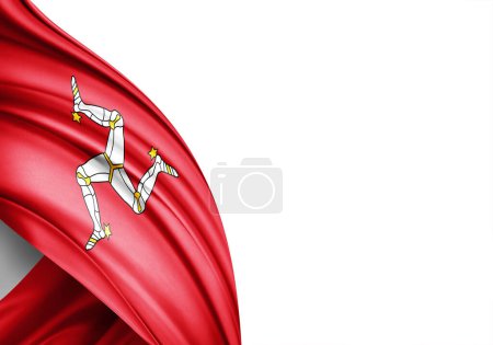 Téléchargez les photos : Isle of Mann flag of silk-3D illustration - en image libre de droit