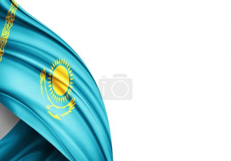 Téléchargez les photos : Kazakhstan drapeau de soie-Illustration 3D - en image libre de droit