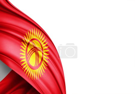 Téléchargez les photos : Kyrgyzstan flag of silk-3D illustration. - en image libre de droit