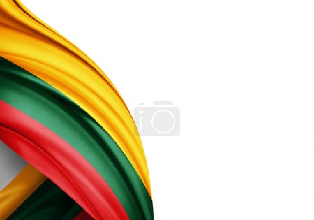 Photo for Lithuania flag of silk-3D illustration - Royalty Free Image