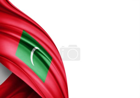 Photo for Maldives flag of silk-3D illustration - Royalty Free Image