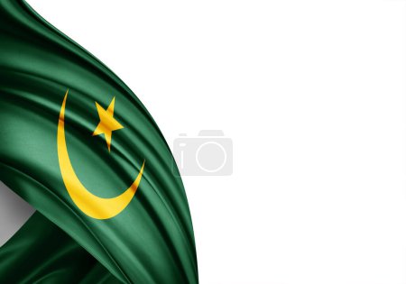 Photo for Mauritania flag of silk-3D illustration - Royalty Free Image