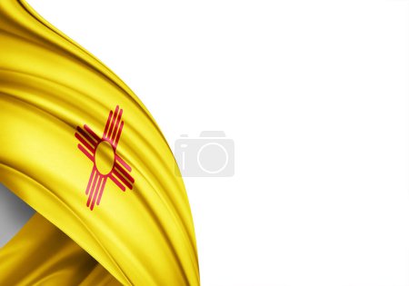 Téléchargez les photos : New Mexico flag of silk-3D illustration - en image libre de droit