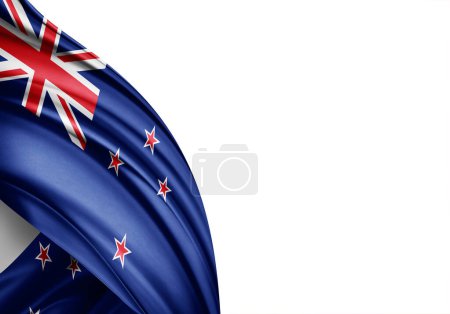 Foto de New Zealand flag of silk-3D illustration - Imagen libre de derechos