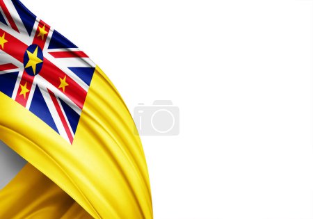 Téléchargez les photos : Niue flag of silk-3D illustration - en image libre de droit